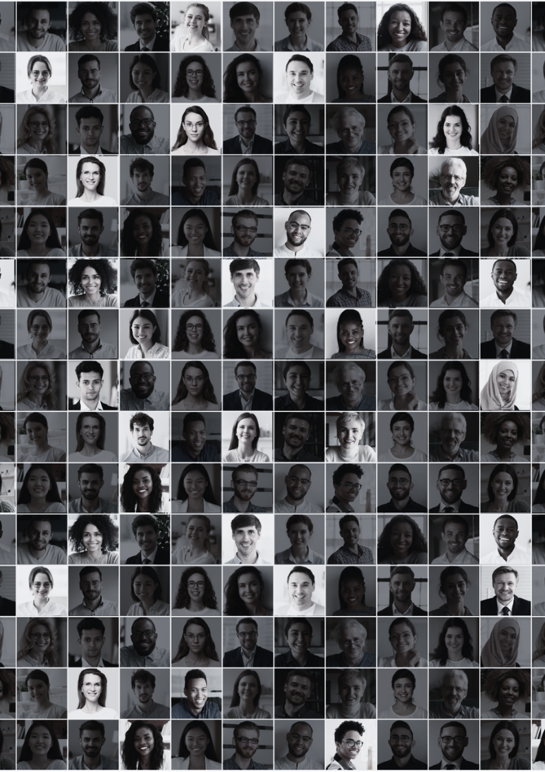 An image with lots of photos of faces, with some darker and approximately 20% highlighted, to reflect the prevalence of neurodiversity in the human population. An image with lots of photos of faces, with some darker and approximately 20% highlighted, to reflect the prevalence of neurodiversity in the human population.